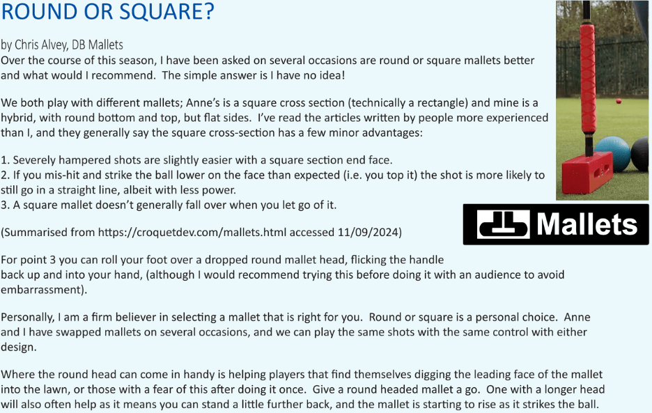 Round or square croquet mallet