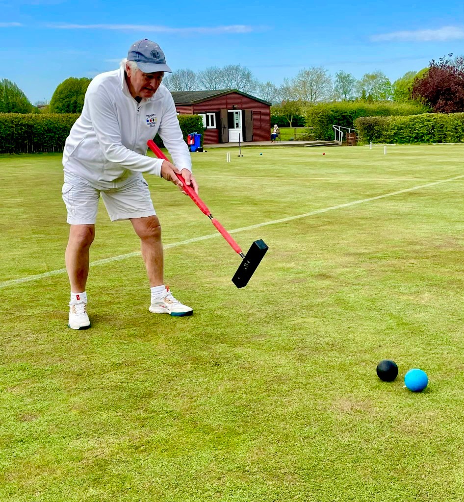 SP6-11 croquet mallet with a red wrap at Chester
