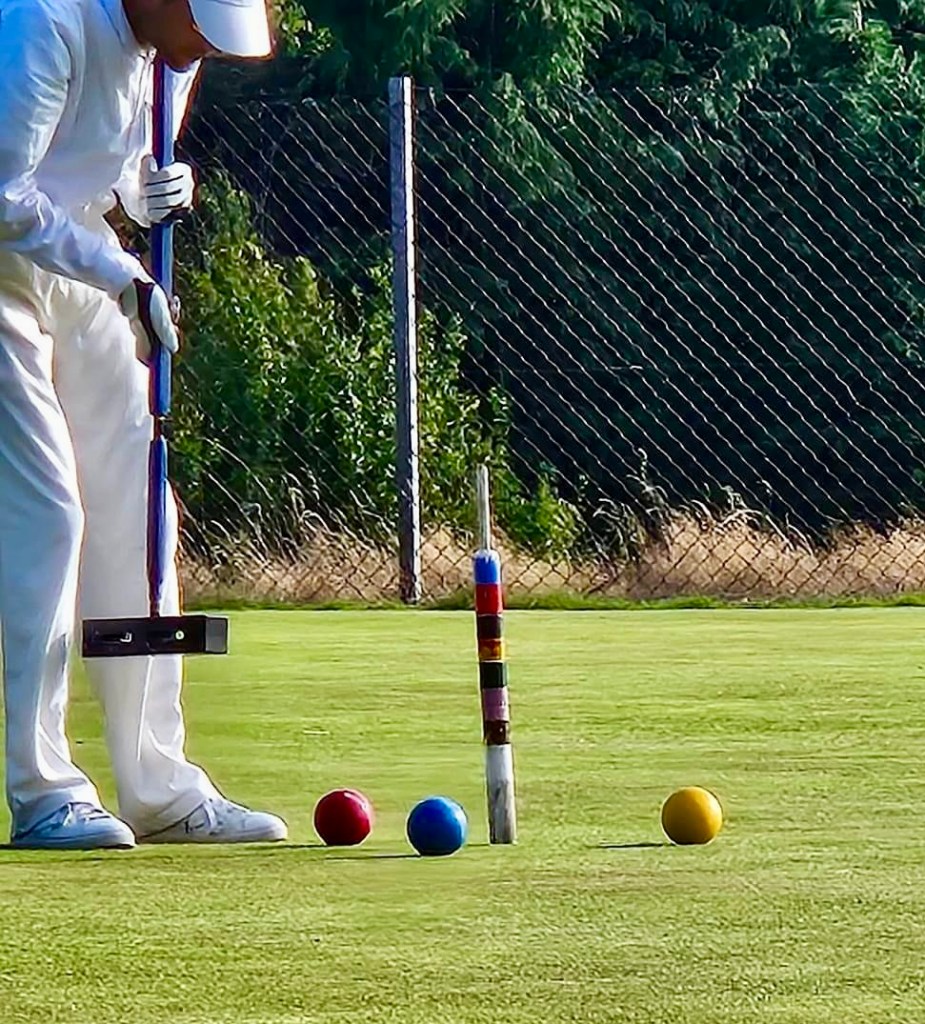 Pegging out with a DB6 Croquet Mallet