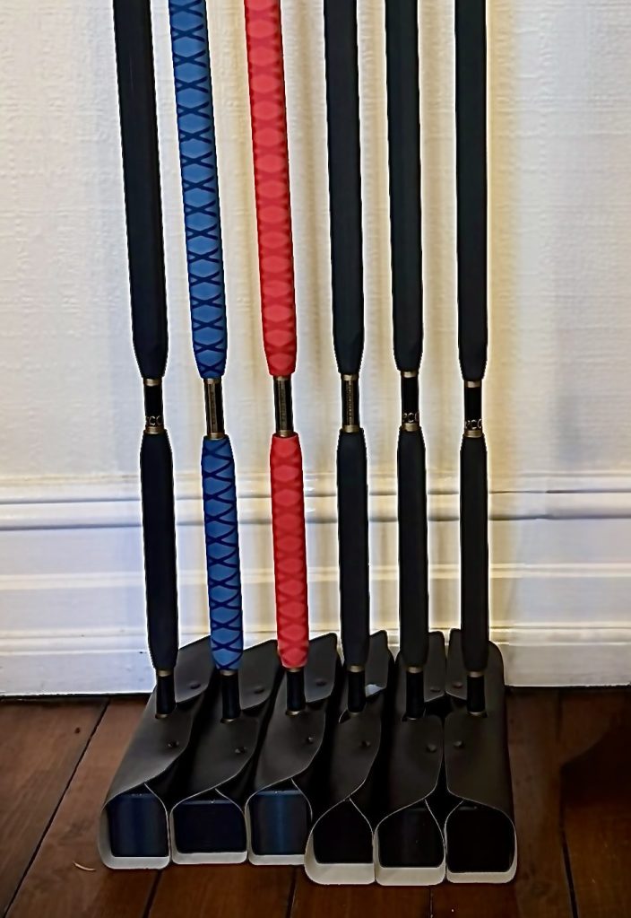 Croquet mallets complete and ready for delivery to Peterborough Croquet Club